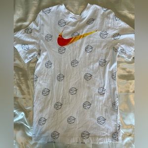 Nike Men's Small White Tee with Orange Logo
